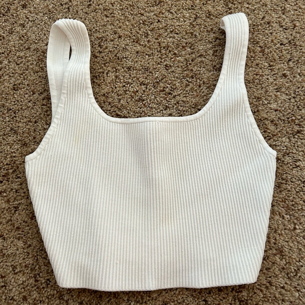 White babaton sculpt knit tank from Aritzia